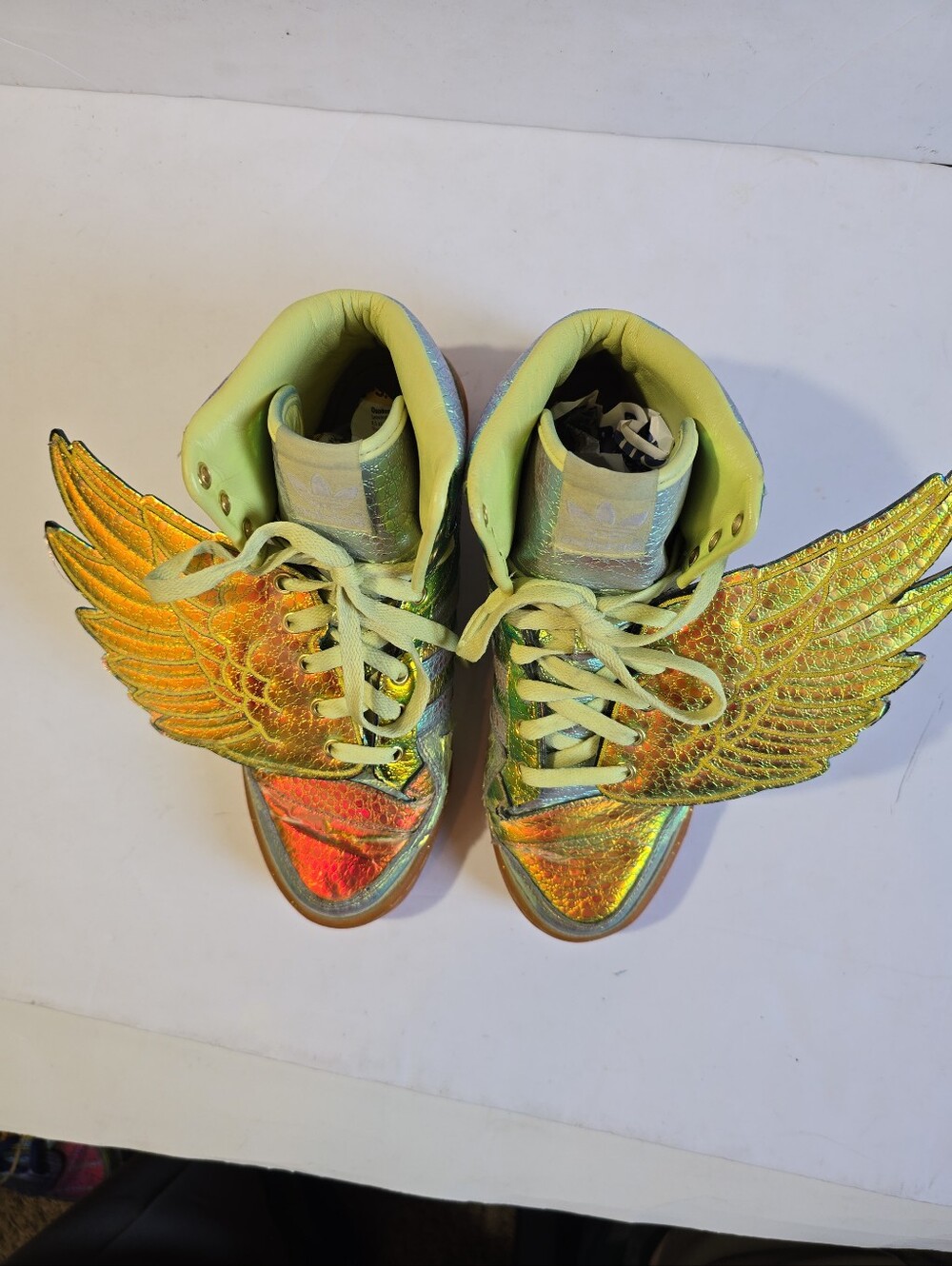 Adidas X Jeremy Scott Gold Foil Winged High-Top Sneakers Mens Size 8 - Picture 6 of 13